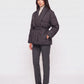 Short Belted Puffer Jacket with Wrap Shawl Collar
