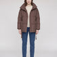 Short Belted Puffer Jacket with Funnel Collar