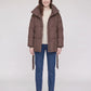 Short Belted Puffer Jacket with Funnel Collar