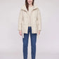 Short Belted Puffer Jacket with Funnel Collar