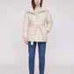 Short Belted Puffer Jacket with Funnel Collar