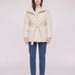 Short Belted Puffer Jacket with Funnel Collar