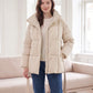 Short Belted Puffer Jacket with Funnel Collar