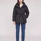 Short Belted Puffer Jacket with Funnel Collar