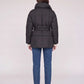 Short Belted Puffer Jacket with Funnel Collar