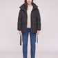 Short Belted Puffer Jacket with Funnel Collar
