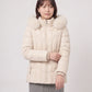 Short Fitted Puffer Jacket with Faux Fur Hood
