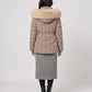 Short Fitted Puffer Jacket with Faux Fur Hood