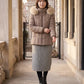 Short Fitted Puffer Jacket with Faux Fur Hood