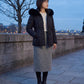 Short Fitted Puffer Jacket with Faux Fur Hood