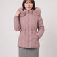 Short Fitted Puffer Jacket with Faux Fur Hood