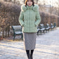 Short Fitted Puffer Jacket with Faux Fur Hood