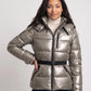 Fitted Hooded Puffer Jacket with Belt