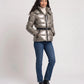 Fitted Hooded Puffer Jacket with Belt