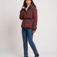 Fitted Hooded Puffer Jacket with Belt