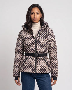 Fitted Hooded Puffer Jacket with Belt