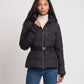 Fitted Hooded Puffer Jacket with Belt