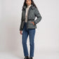 Fitted Hooded Puffer Jacket with Belt