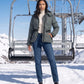 Fitted Hooded Puffer Jacket with Belt