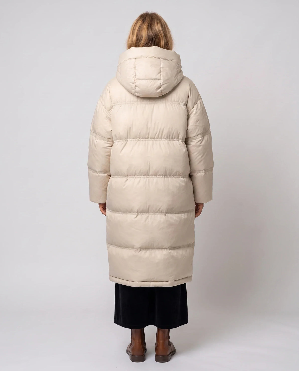 Extra-Long Cocoon Hooded Puffer Jacket