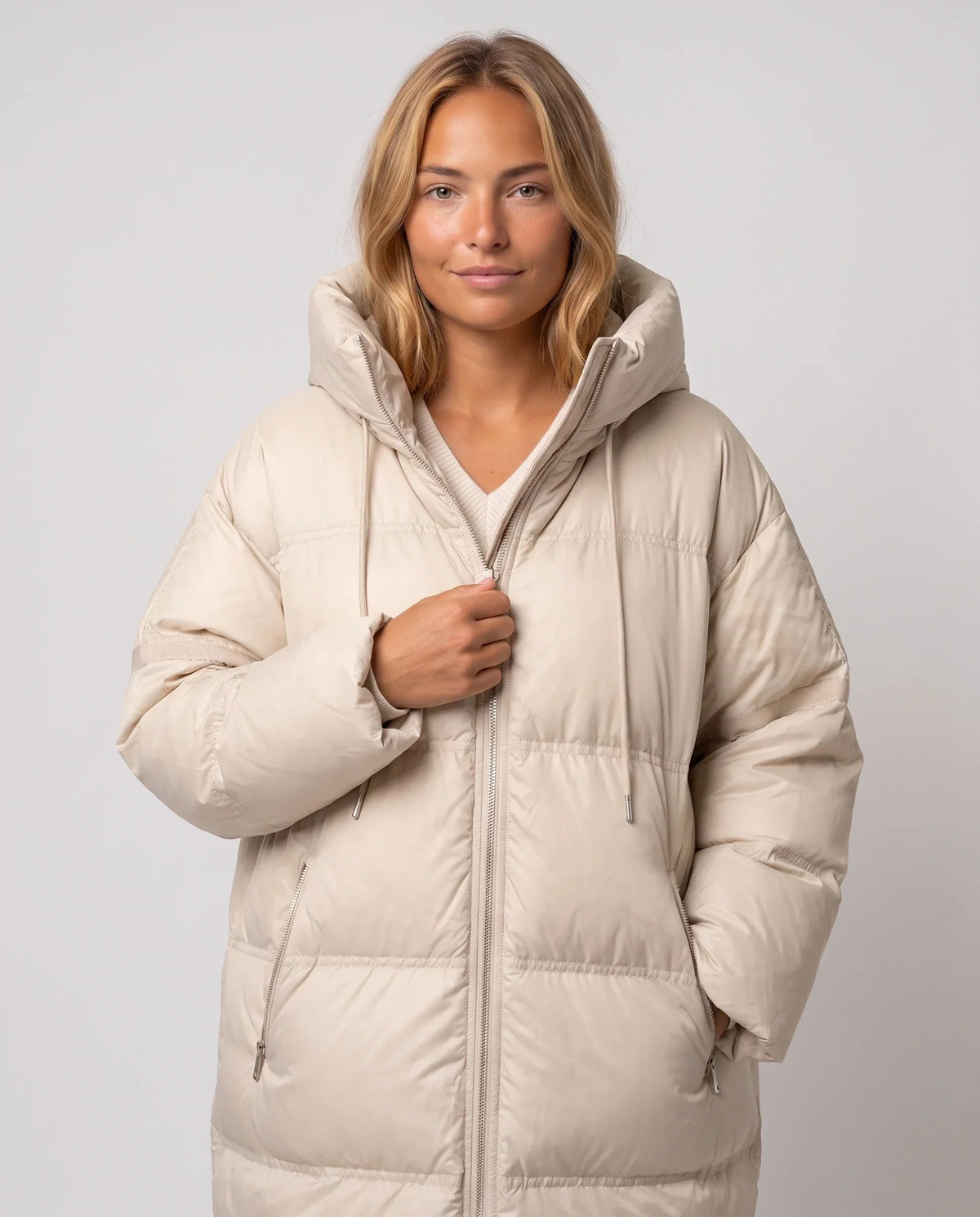 Extra-Long Cocoon Hooded Puffer Jacket