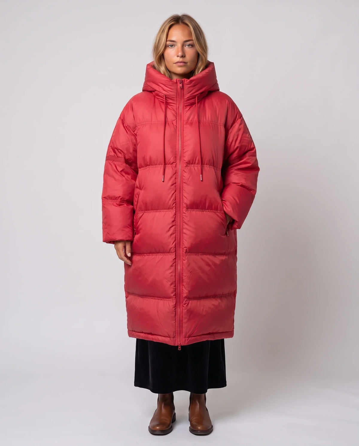 Extra-Long Cocoon Hooded Puffer Jacket
