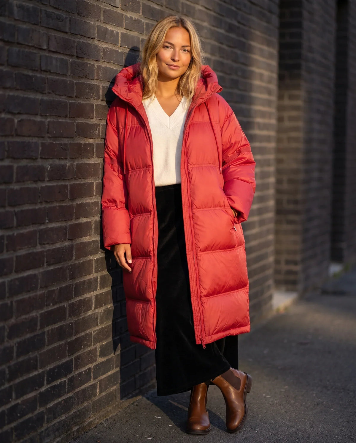 Extra-Long Cocoon Hooded Puffer Jacket