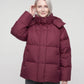 Oversized Puffer Jacket with High Collar and Detachable Hood
