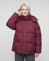 Oversized Puffer Jacket with High Collar and Detachable Hood