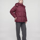Oversized Puffer Jacket with High Collar and Detachable Hood