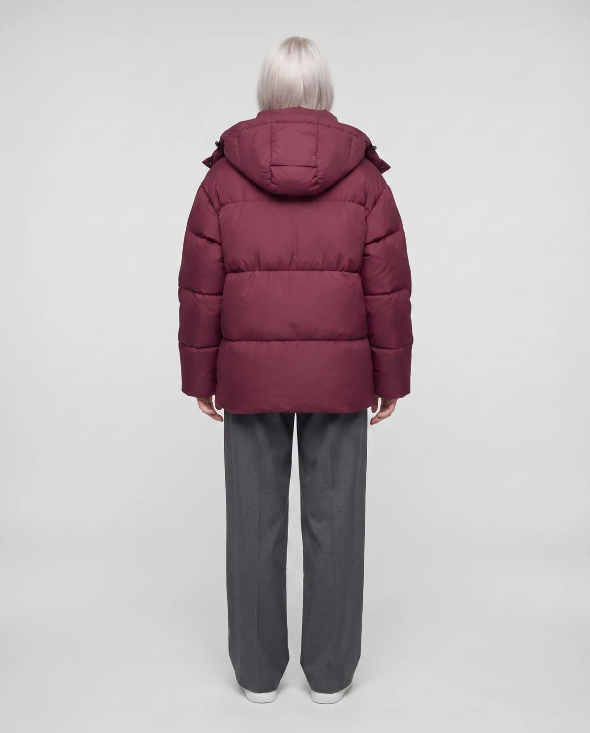 Oversized Puffer Jacket with High Collar and Detachable Hood