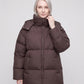 Oversized Puffer Jacket with High Collar and Detachable Hood