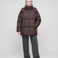 Oversized Puffer Jacket with High Collar and Detachable Hood