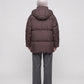 Oversized Puffer Jacket with High Collar and Detachable Hood