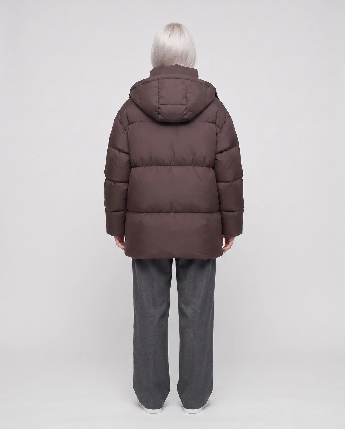 Oversized Puffer Jacket with High Collar and Detachable Hood