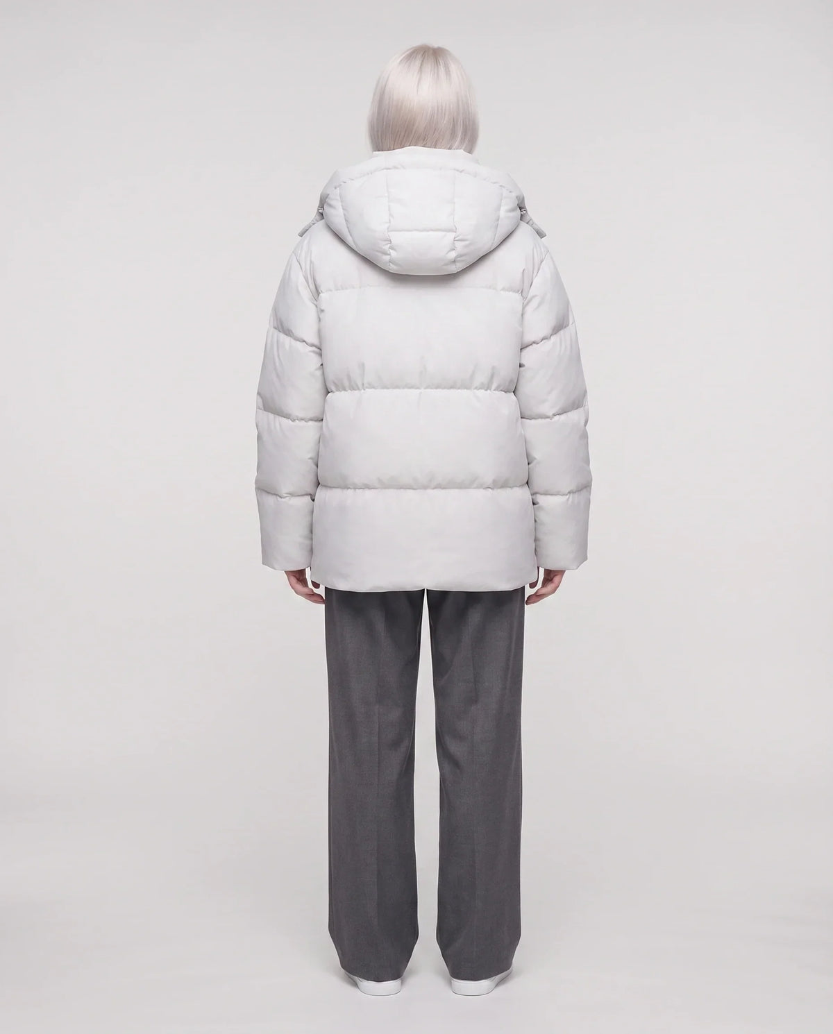 Oversized Puffer Jacket with High Collar and Detachable Hood