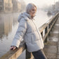 Oversized Puffer Jacket with High Collar and Detachable Hood