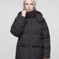 Oversized Puffer Jacket with High Collar and Detachable Hood