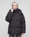 Oversized Puffer Jacket with High Collar and Detachable Hood