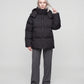 Oversized Puffer Jacket with High Collar and Detachable Hood