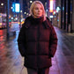 Oversized Puffer Jacket with High Collar and Detachable Hood