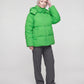 Oversized Puffer Jacket with High Collar and Detachable Hood