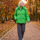 Oversized Puffer Jacket with High Collar and Detachable Hood