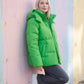 Oversized Puffer Jacket with High Collar and Detachable Hood