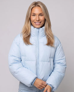 Short Quilted Jacket with Zipped Funnel Collar