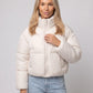 Short Quilted Jacket with Zipped Funnel Collar