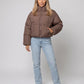 Short Quilted Jacket with Zipped Funnel Collar