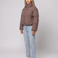 Short Quilted Jacket with Zipped Funnel Collar