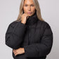 Short Quilted Jacket with Zipped Funnel Collar