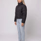 Short Quilted Jacket with Zipped Funnel Collar